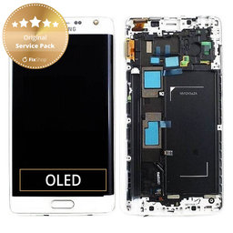 Samsung Galaxy Note Edge N915FY - LCD Display + Touchscreen Front Glas + Rahmen (White) - GH97-16636B Genuine Service Pack