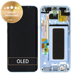 Samsung Galaxy S8 Plus G955F - LCD Display + Touchscreen Front Glas + Rahmen (Coral Blue) - GH97-20470D, GH97-20564D, GH97-20565D Genuine Service Pack