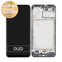 Samsung Galaxy M21 M215F - LCD Display + Touchscreen Front Glas + Rahmen (Opal Black) - GH82-21266A, GH82-21265A Genuine Service Pack