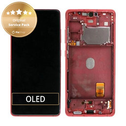 Samsung Galaxy S20 FE G780F - LCD Display + Touchscreen Front Glas + Rahmen (Cloud Red) - GH82-24219E, GH82-31328E, GH82-31329E, GH82-24220E Genuine Service Pack