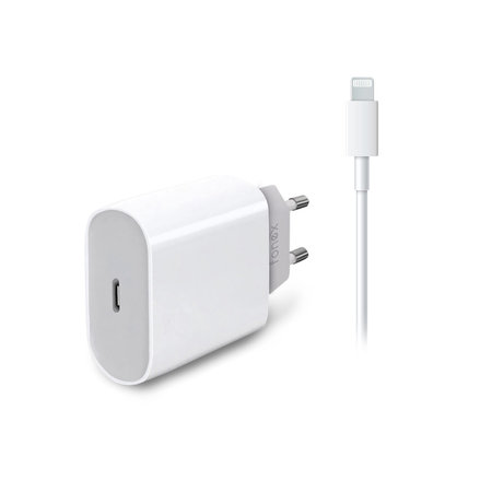 Fonex - Ladeadapter USB-C + Kabel USB-C / Lightning, 20W, weiß