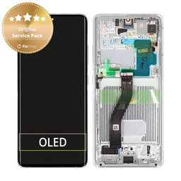 Samsung Galaxy S21 Ultra G998B - LCD Display + Touchscreen Front Glas + Rahmen (Phantom Silver) - GH82-24589B, GH82-26035B, GH82-26036B Genuine Service Pack