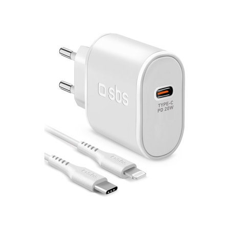 SBS - 20W Ladeadapter USB-C PowerDelivery + Kabel Lightning (1m), weiß