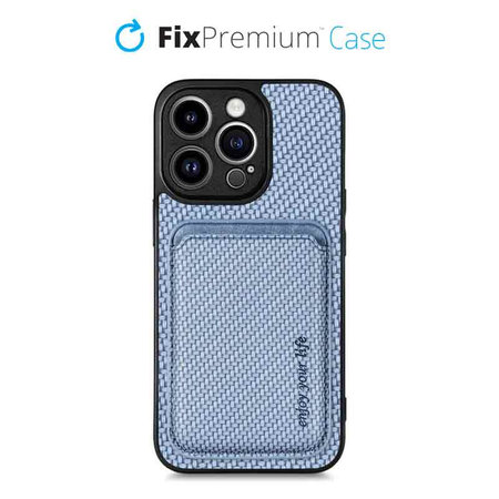 FixPremium - Carbon Hülle mit MagSafe Wallet für iPhone 13 Pro Max, blau