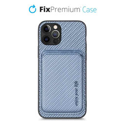 FixPremium - Hülle Carbon mit MagSafe Wallet für iPhone 12 Pro, blau