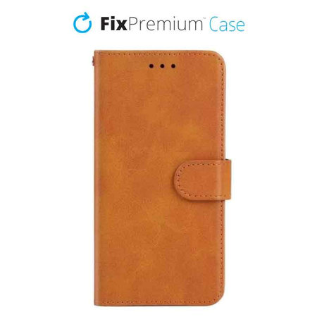 FixPremium - Hülle Book Wallet für iPhone 13 und 14, braun