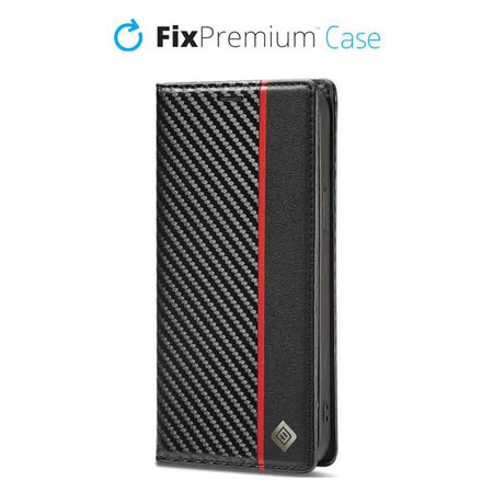 FixPremium - Hülle Carbon Wallet für iPhone 13 und 14, schwarz