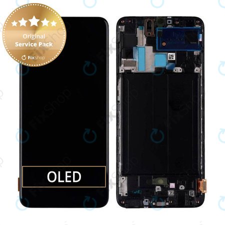 Samsung Galaxy A70 A705F - LCD Display + Touchscreen Front Glas + Rahmen (Black) - GH82-19747A, GH82-19787A Genuine Service Pack