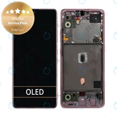 Samsung Galaxy A51 5G A516B - LCD Display + Touchscreen Front Glas + Rahmen (Prism Cube Pink) - GH82-23100C, GH82-23124C Genuine Service Pack