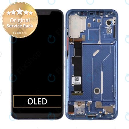 Xiaomi Mi 8 - LCD Display + Touchscreen Front Glas + Rahmen (Blue) - 561010006033 Genuine Service Pack