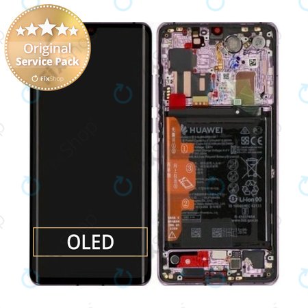 Huawei P30 Pro - LCD Display + Touchscreen Front Glas + Rahmen + Akku Batterie (Misty LavLater) - 02353DGM Genuine Service Pack