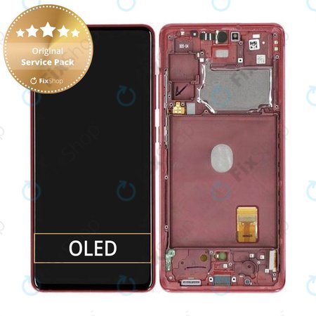 Samsung Galaxy S20 FE 5G G781B - LCD Display + Touchscreen Front Glas + Rahmen (Cloud Red) - GH82-24214E, GH82-24215E, GH82-29056E Genuine Service Pack