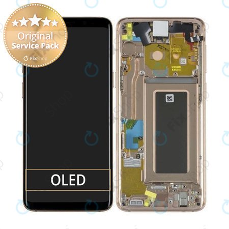 Samsung Galaxy S9 G960F - LCD Display + Touchscreen Front Glas + Rahmen (Sunrise Gold) - GH97-21696E, GH97-21697E Genuine Service Pack