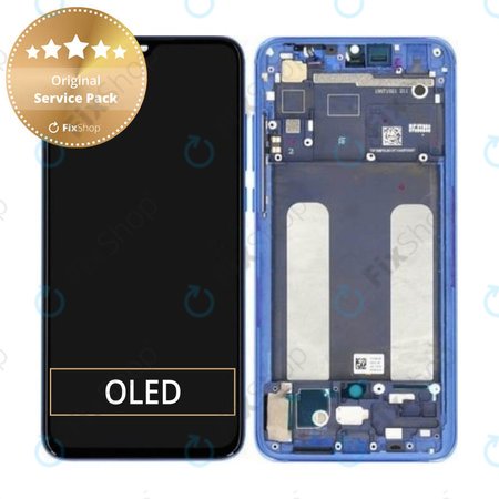 Xiaomi Mi 9 Lite - LCD Display + Touchscreen Front Glas + Rahmen (Aurora Blue) - 561010033033, 5600040F3B00 Genuine Service Pack