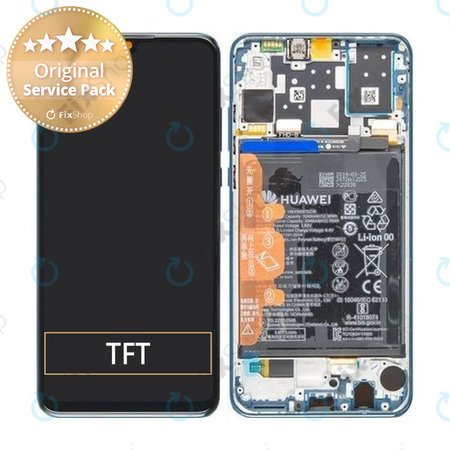 Huawei P30 Lite - LCD Display + Touchscreen Front Glas + Rahmen + Akku Batterie (Peacock Blue) - 02352RQA Genuine Service Pack