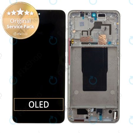 Xiaomi 12T Pro 22081212UG - LCD Display + Touchscreen Front Glas + Rahmen (Silver) - 560004L12U00 Genuine Service Pack