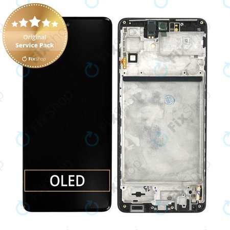 Samsung Galaxy M51 M515F - LCD Display + Touchscreen Front Glas + Rahmen (Celestial Black) - GH82-23568A, GH82-24168A, GH82-24166A Genuine Service Pack