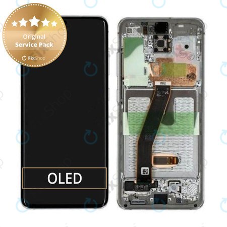 Samsung Galaxy S20 G980F - LCD Display + Touchscreen Front Glas + Rahmen (Cloud White) - GH82-22123B, GH82-22131B Genuine Service Pack