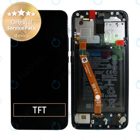 Huawei Mate 20 Lite - LCD Display + Touchscreen Front Glas + Rahmen + Akku Batterie (Black) - 02352DKK, 02352GTW Genuine Service Pack