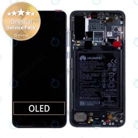 Huawei P20 Pro CLT-L29, CLT-L09 - LCD Display + Touchscreen Front Glas + Rahmen + Akku Batterie (Blue) - 02351WTP Genuine Service Pack