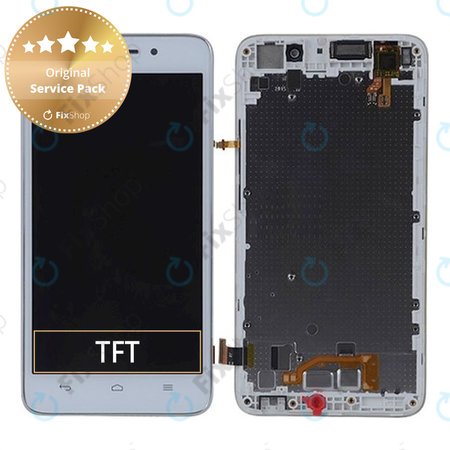 Huawei Ascend G620s - LCD Display + Touchscreen Front Glas + Rahmen (White) - 02350CTQ, 02350CTT Genuine Service Pack