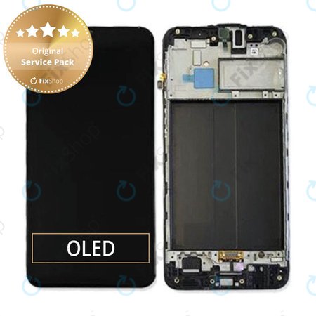 Samsung Galaxy M30 M305F - LCD Display + Touchscreen Front Glas + Rahmen (Black) - GH82-19347A, GH82-20624A Genuine Service Pack